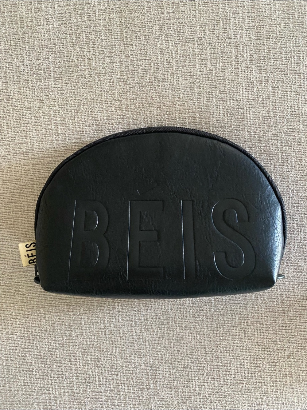 BÉIS Black Embossed Leather Cosmetic Pouch